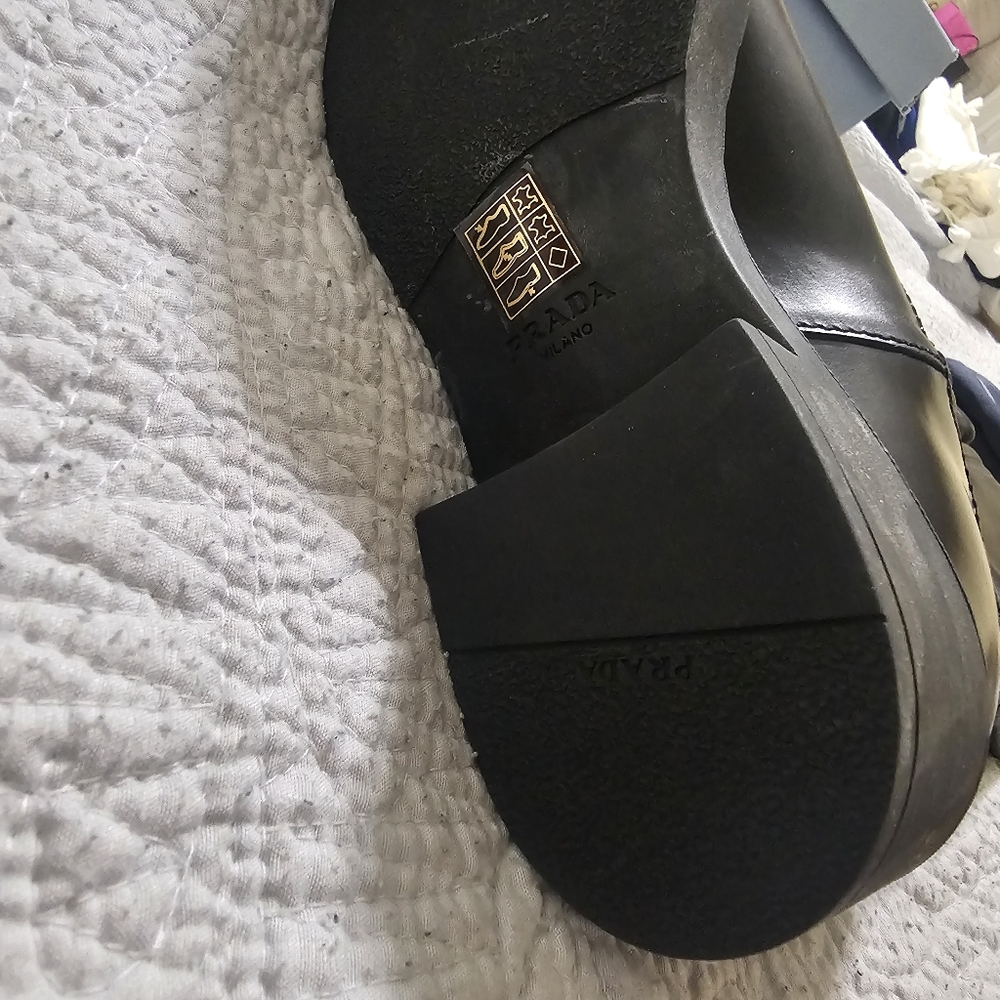 Prada Stretch Leather Tall Black Boots Size 37 - Picture 11 of 16
